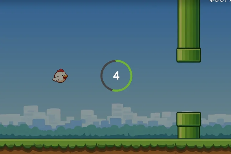 Flappy Rise Game countdown timer between rounds showing seconds until next game starts